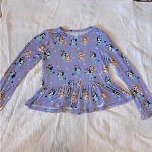Girls Purple Long Sleeve Shirt with Bluey Print